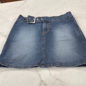 Denim Miniskirt with stretch and attached belt